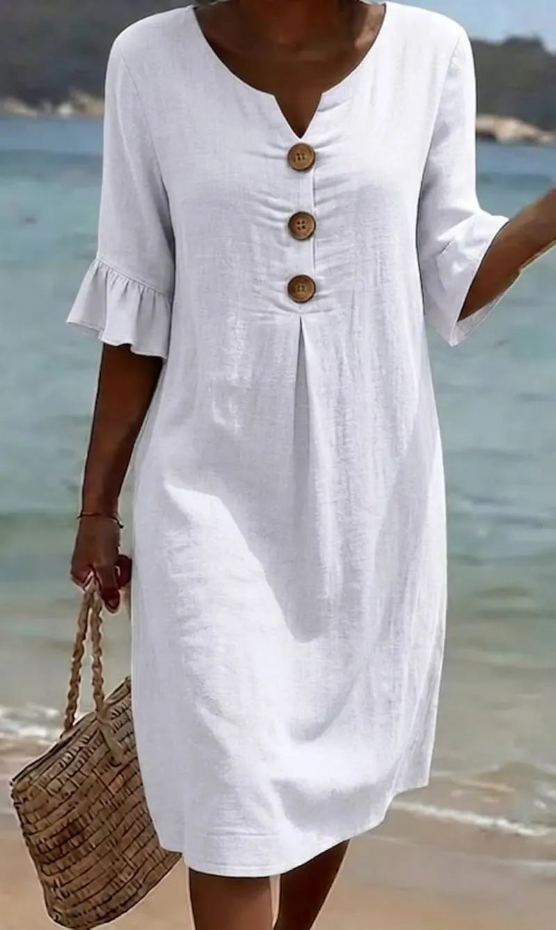 Amelia Whitmore | Casual Button Midi Dress For Women