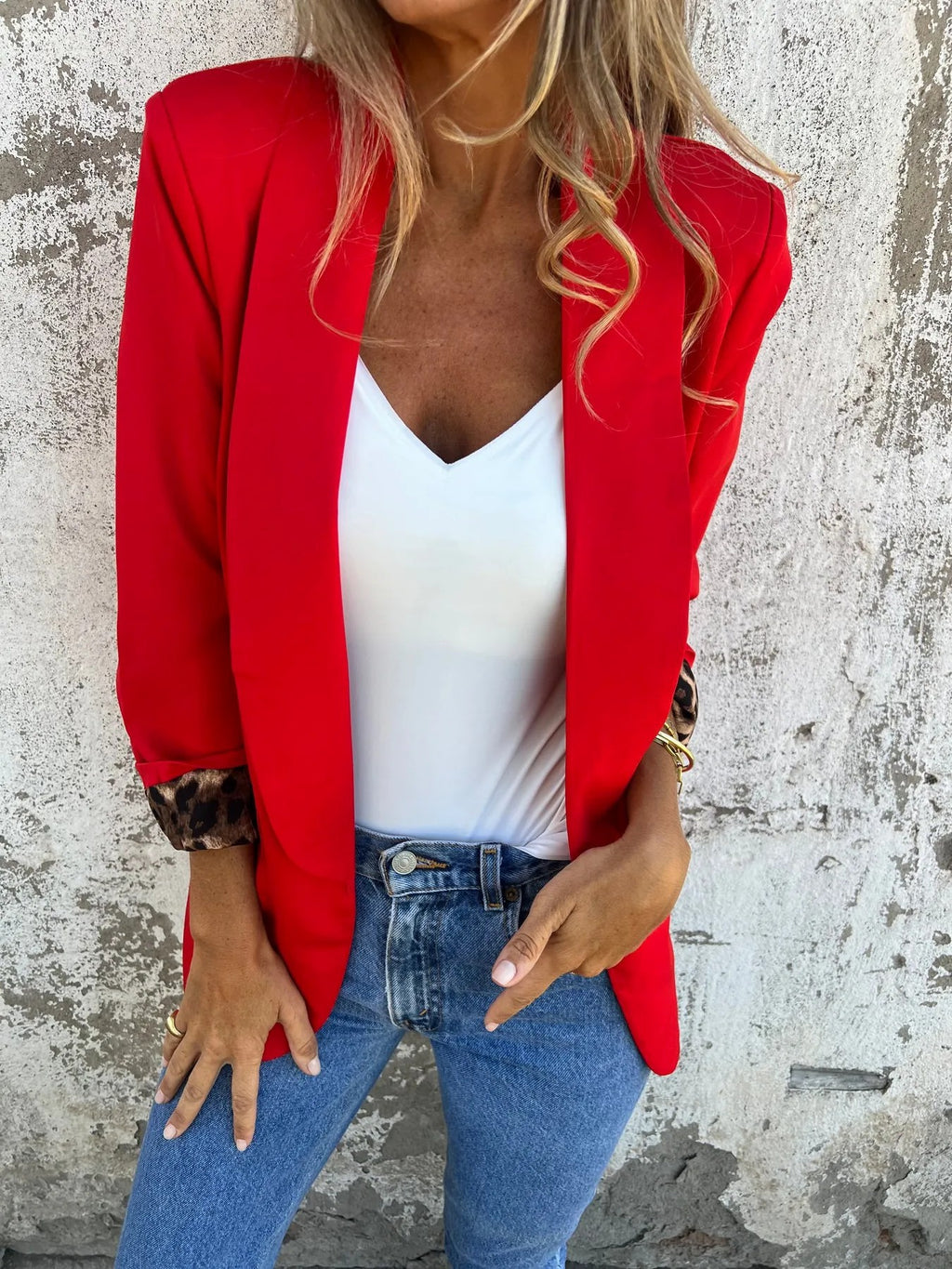 Arabella Finch | Cheetah-Cuff Tailored Blazer