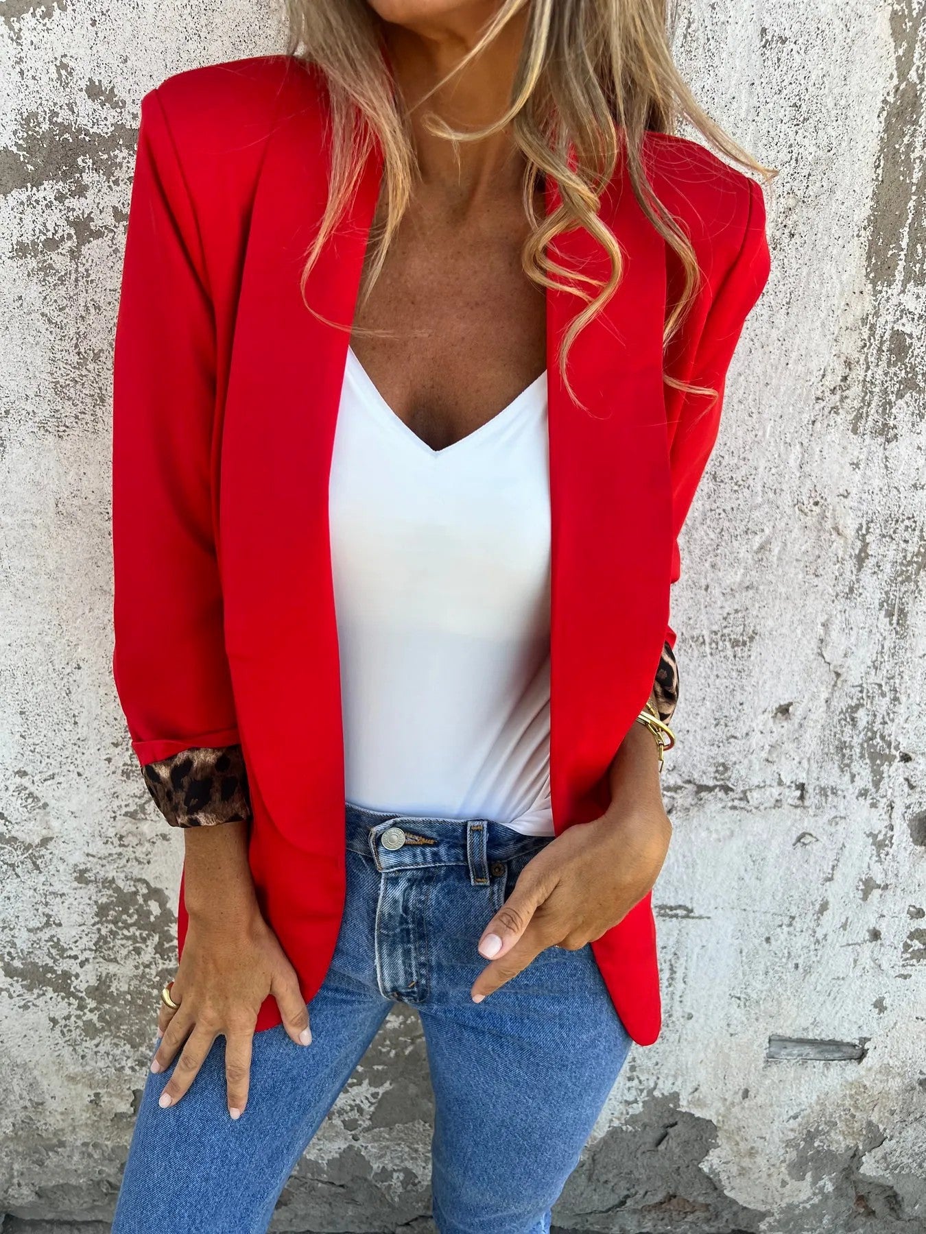 Arabella Finch | Cheetah-Cuff Tailored Blazer