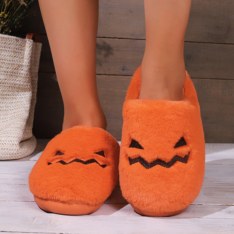 Pumpkin Grin | Pumpkin Halloween Slippers For Women