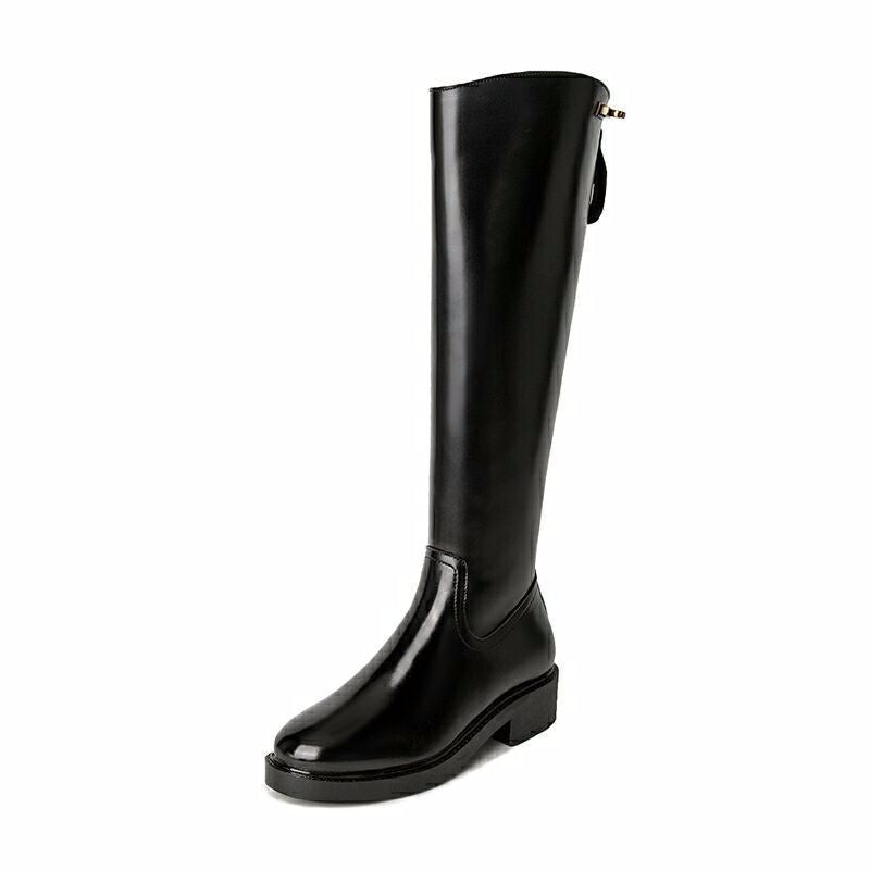 Genevieve Pemberton | Leather Knee-High Boots With Block Heel