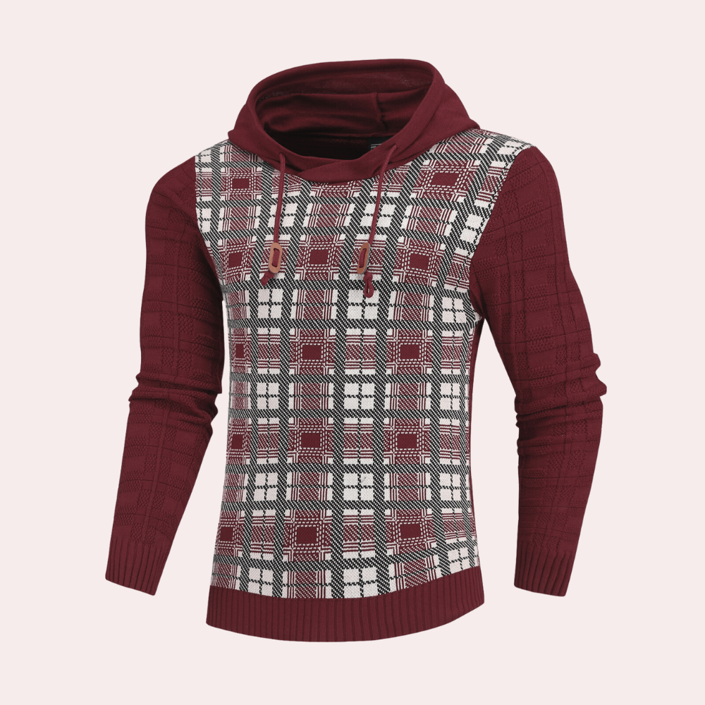 Hugo Sinclair | Checkered Knit Hooded Sweater