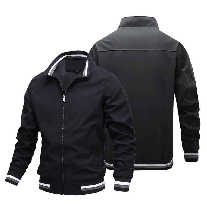 Alistair Thorne | Mens Jacket with Striped Rib Trim