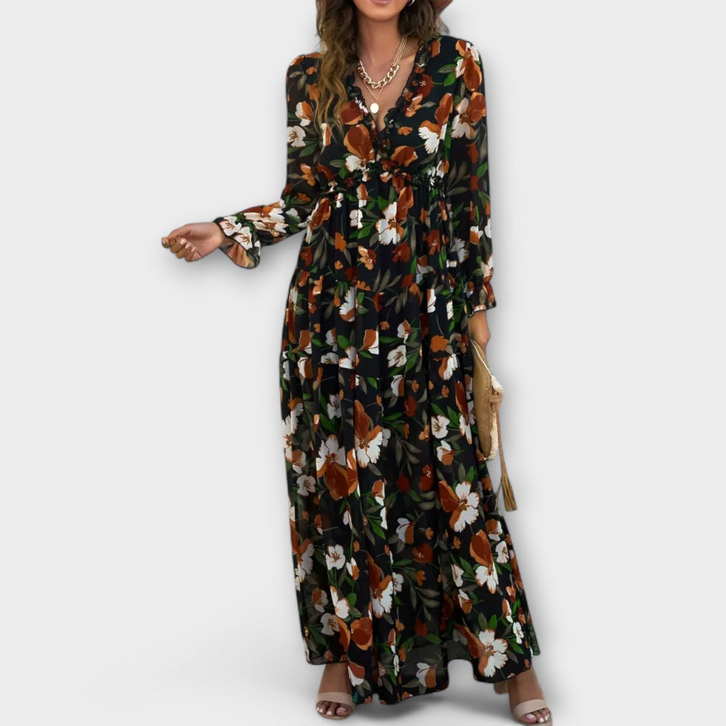 Lucia Bennett | Floral Maxi Dress With Tiered Skirt