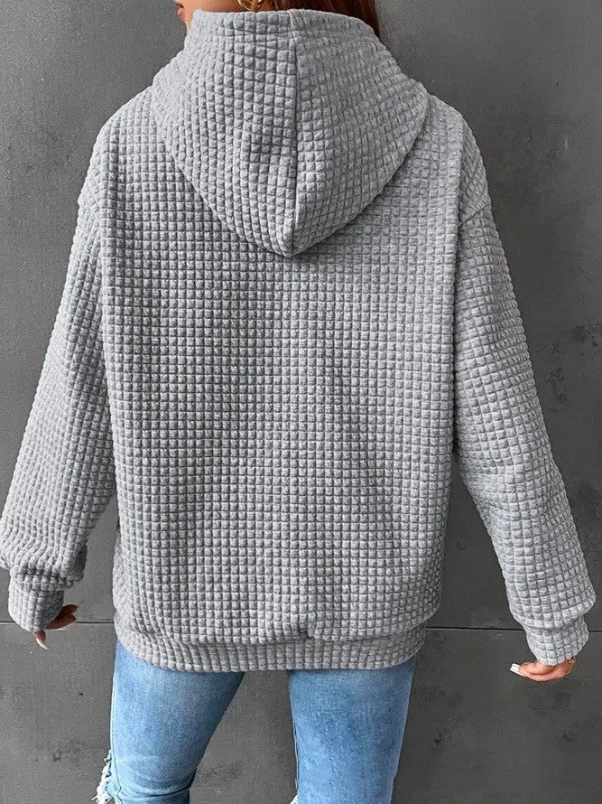Lydia Cross | Waffle Knit Hoodie With Drawstring Detail