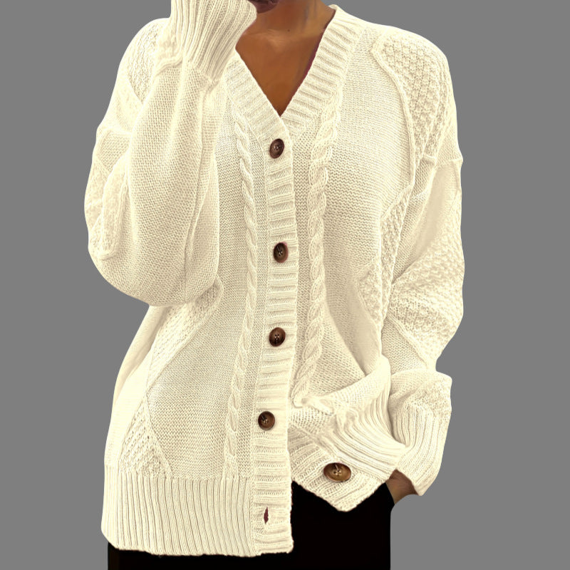 Poppy Griffiths | Pink Cable-Knit Button-Up Cardigan