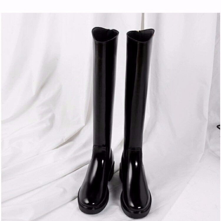 Genevieve Pemberton | Leather Knee-High Boots With Block Heel