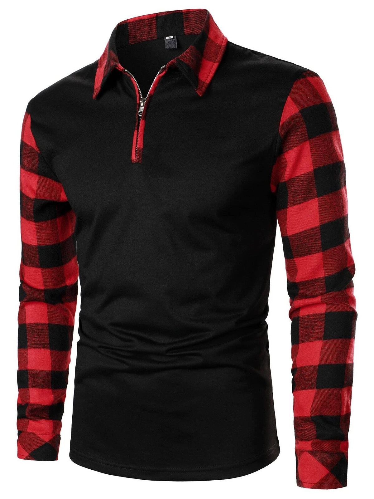 Desmond Fairclough | Quarter-Zip Plaid Panel Polo Shirt