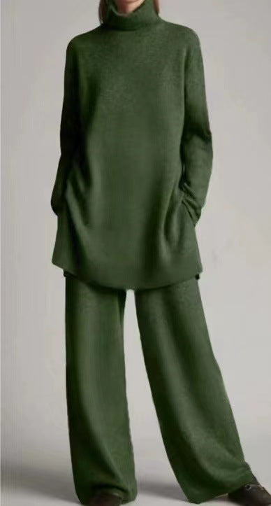 Matilda Lewis | Turtleneck Knit Sweater & Wide-Leg Trousers Set