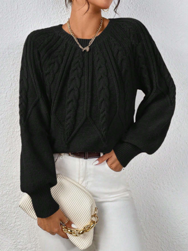 Lydia Cooper | Round Neck Cable Knit Sweater