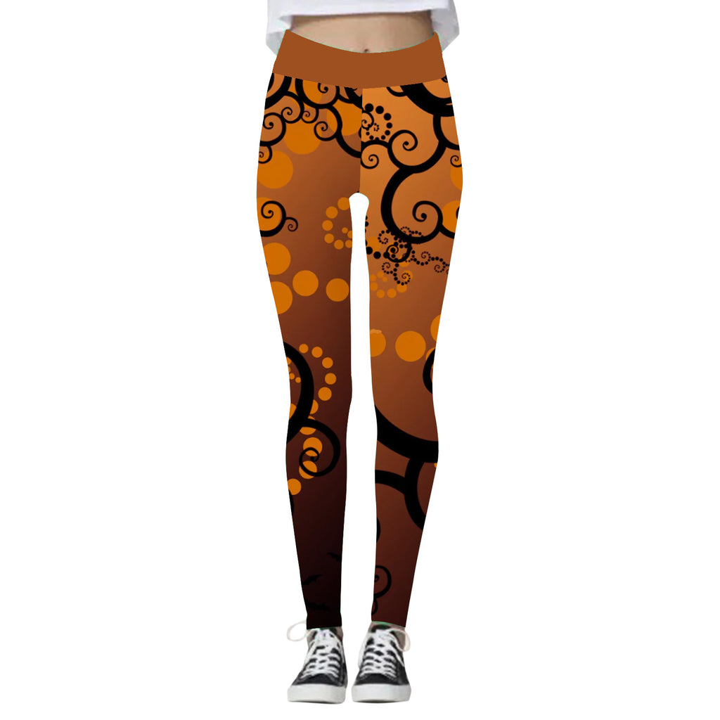 Clara Whitlock | Skull & Pumpkin Print Halloween Leggings