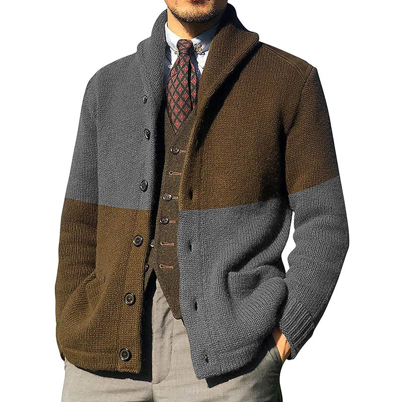 Charles Wetherby | Colour-Block Shawl Collar Knitted Cardigan