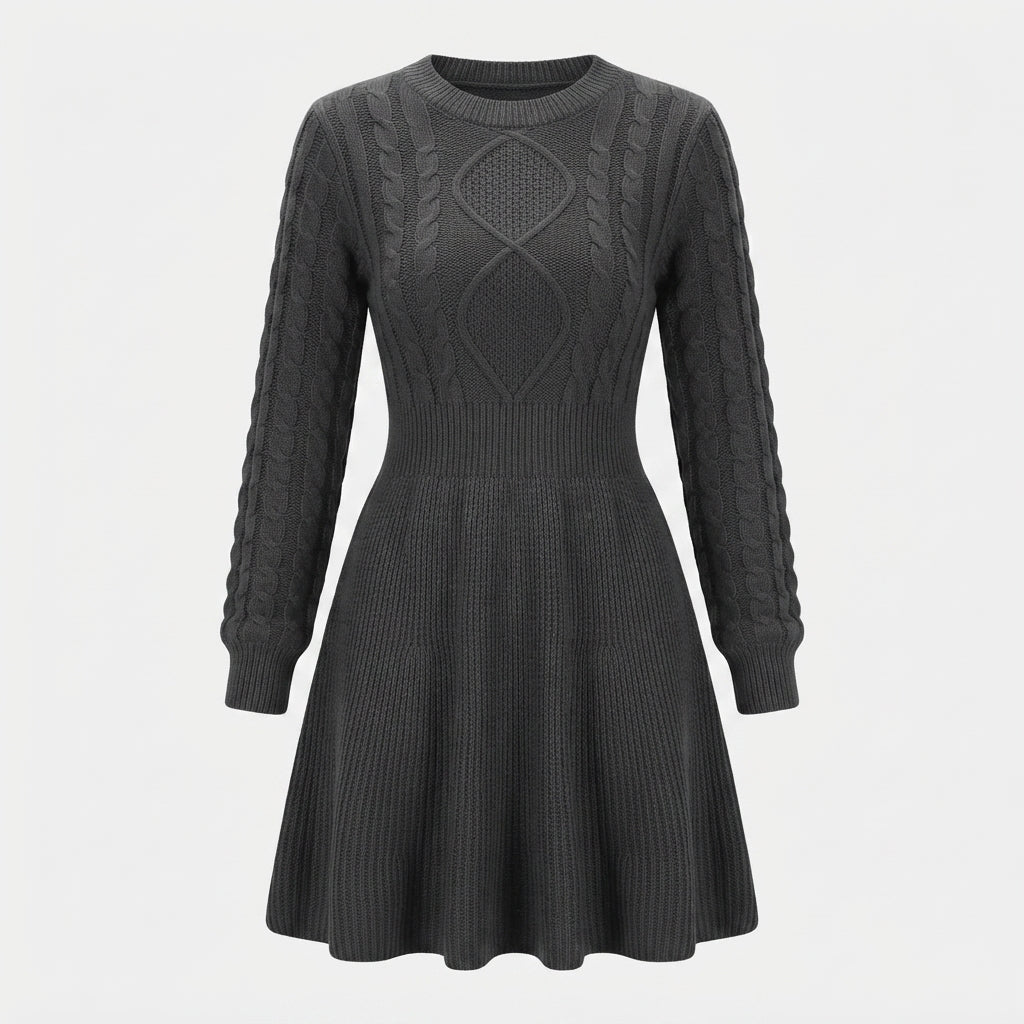 Edith Thomas | Cable Knit Fit-and-Flare Sweater Dress