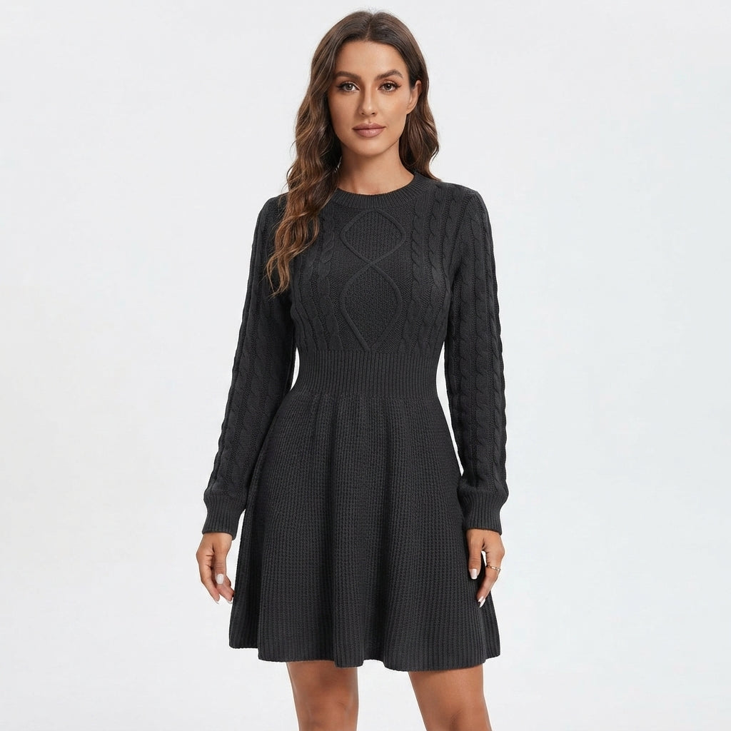 Edith Thomas | Cable Knit Fit-and-Flare Sweater Dress