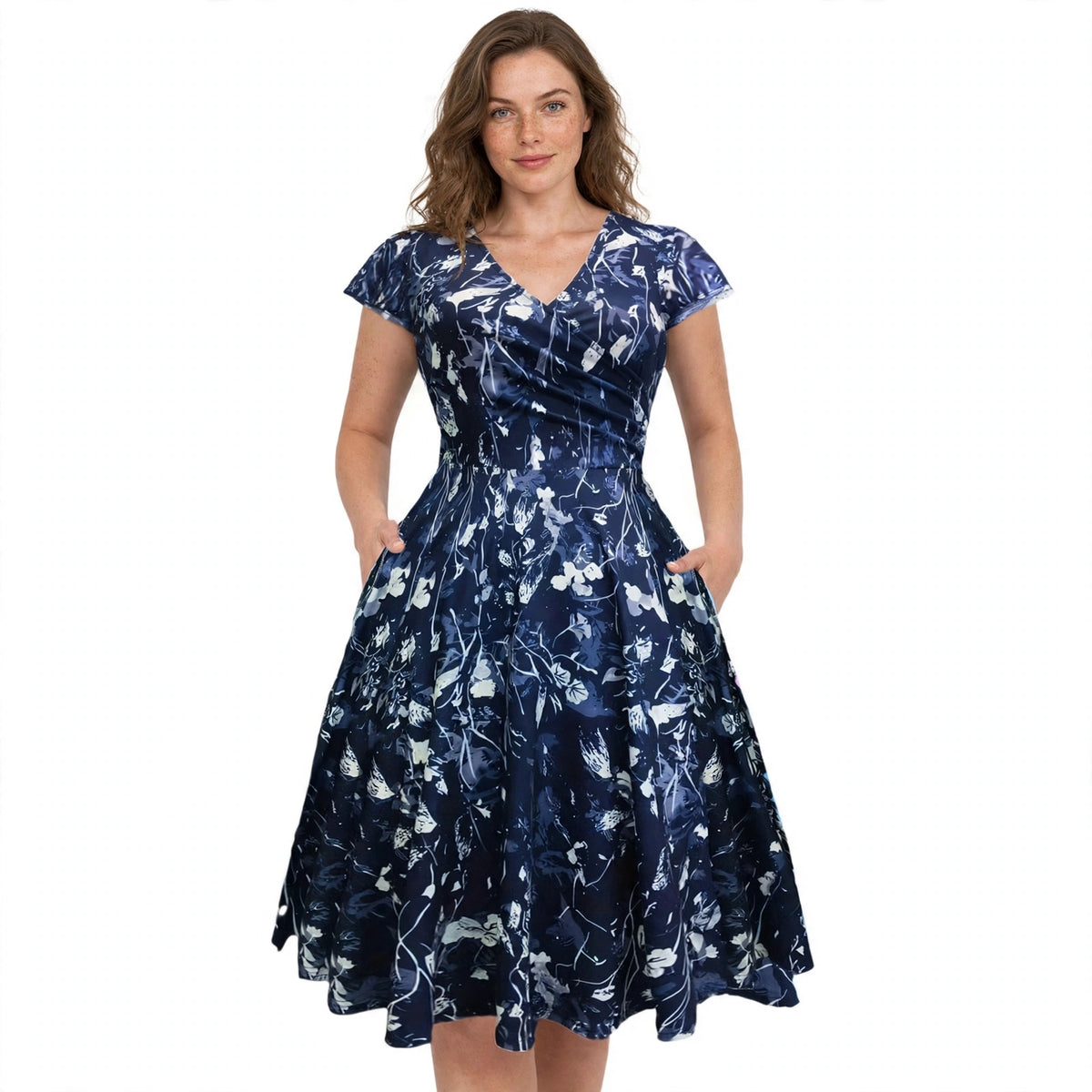 Harriet Blackwood | Floral A-Line Midi Dress With Pockets