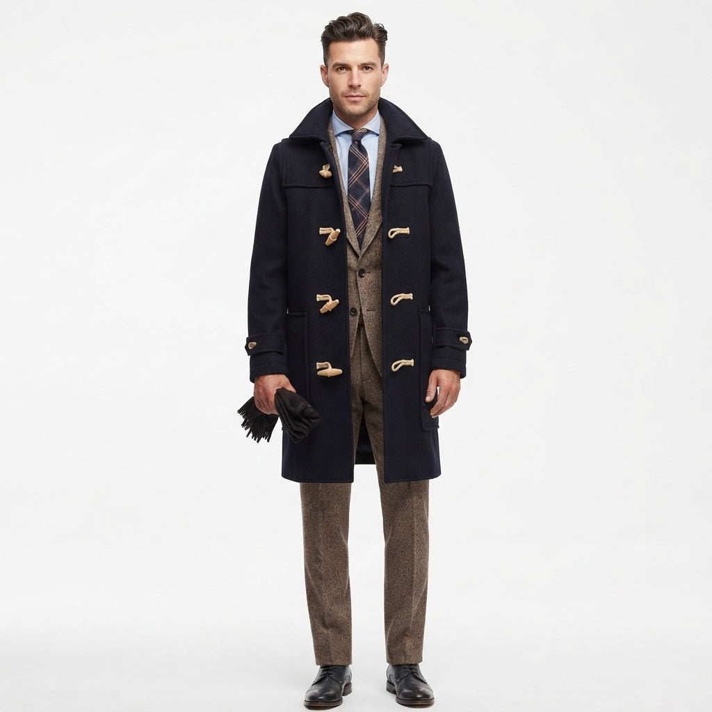 Edmund Hartley | Navy Wool-Blend Duffle Coat with Hood