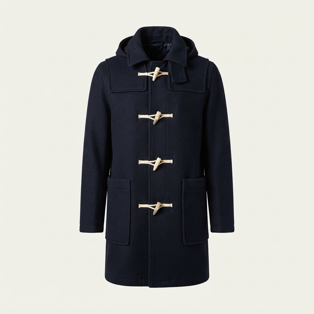 Edmund Hartley | Navy Wool-Blend Duffle Coat with Hood