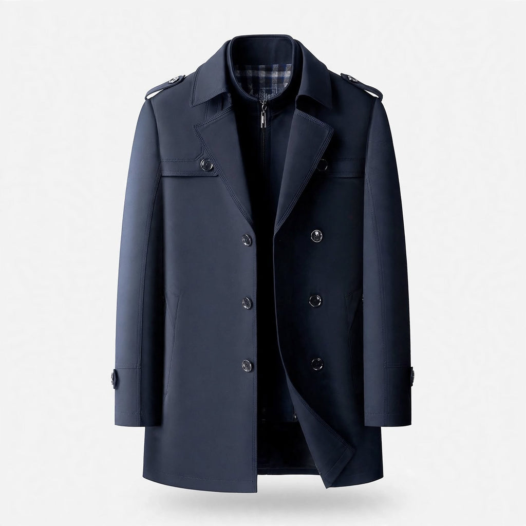 Miles Kingsley | Navy Double-Breasted Trench Coat