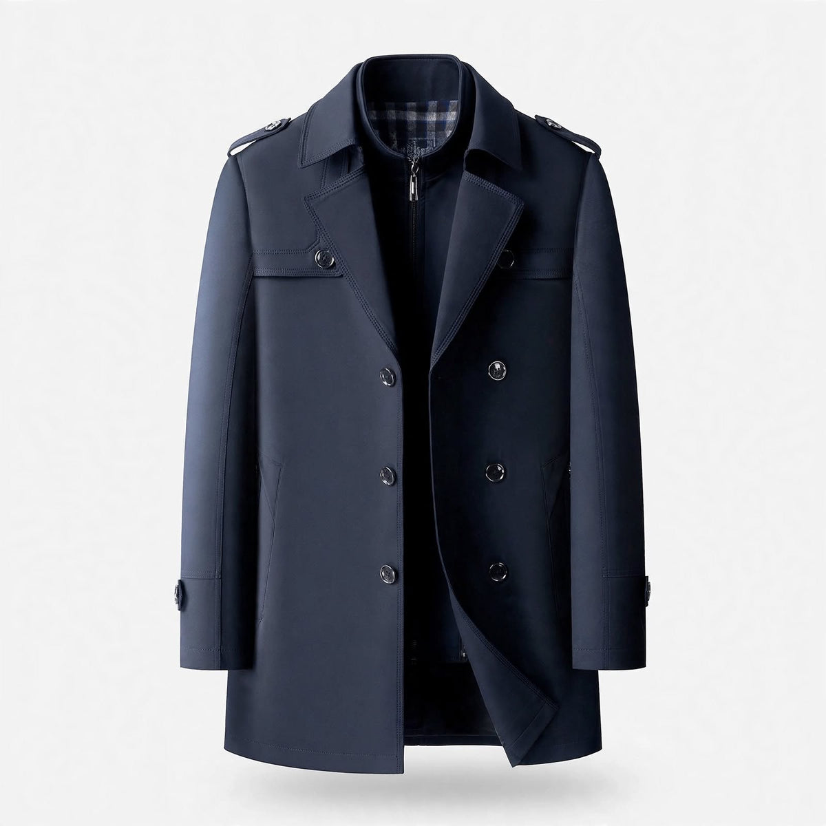 Miles Kingsley | Navy Double-Breasted Trench Coat
