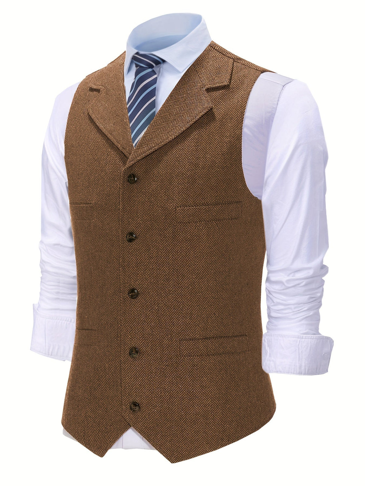 Tobias Sterling | Herringbone Wool Waistcoat for Men