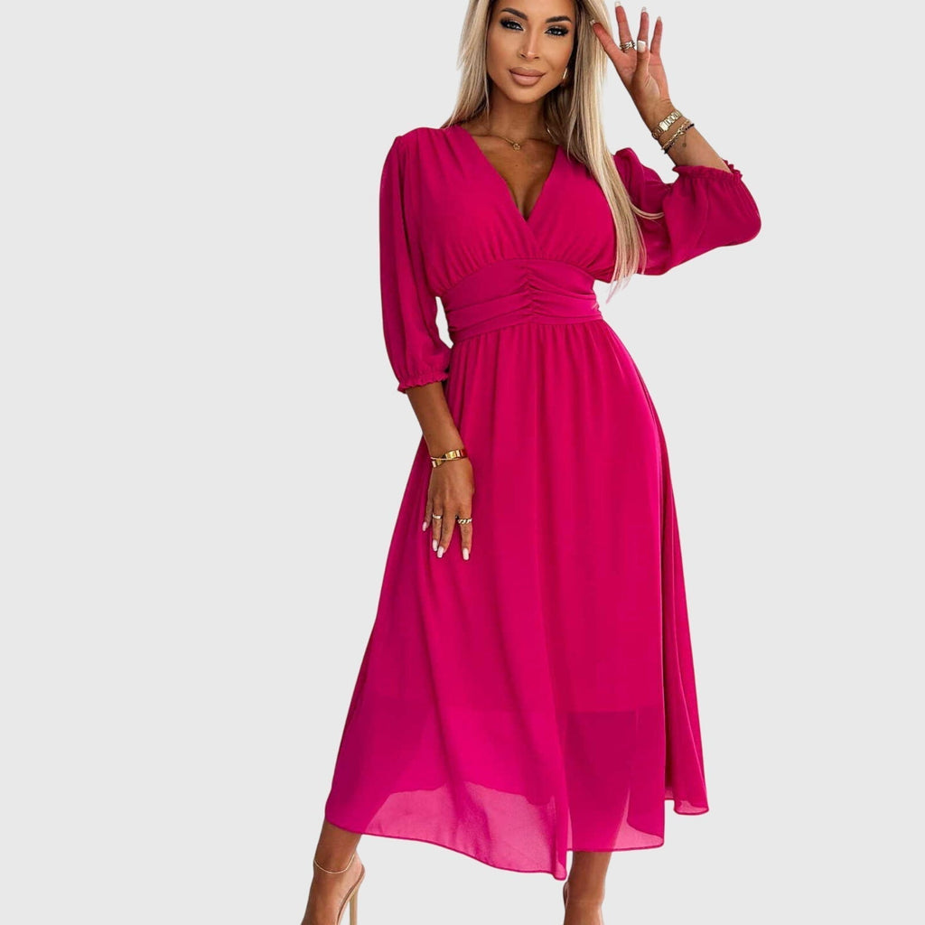 Adeline Foster | Chiffon Maxi Dress With V-Neck