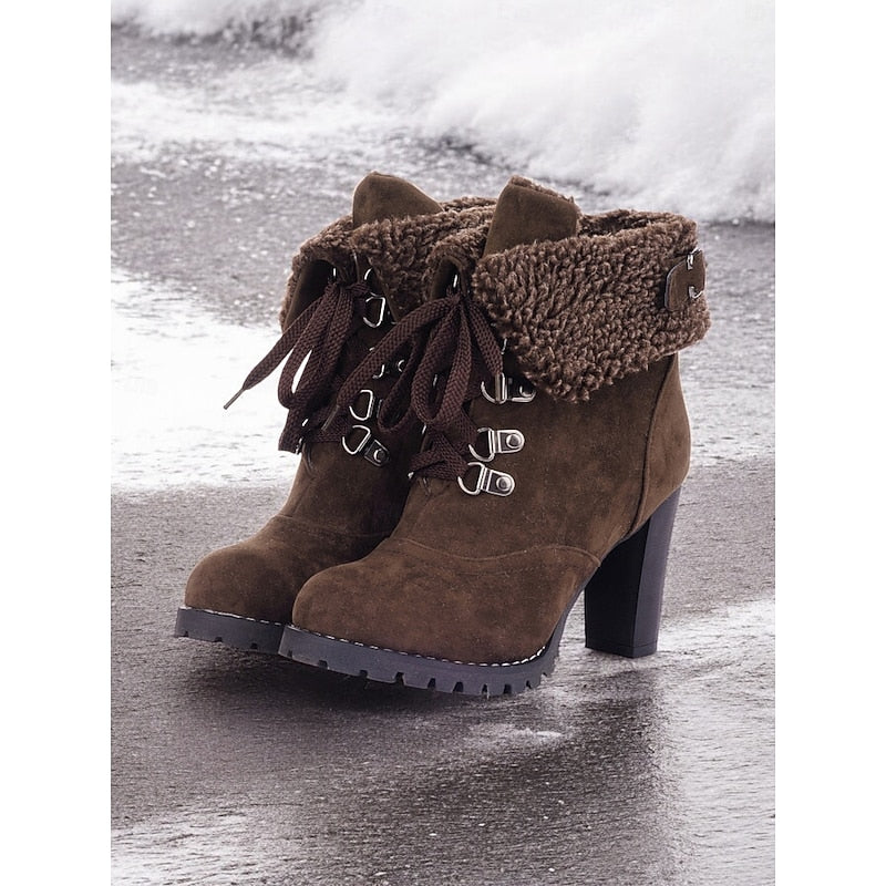 Freya Robinson | Fur-Trimmed Lace-Up Winter Boots