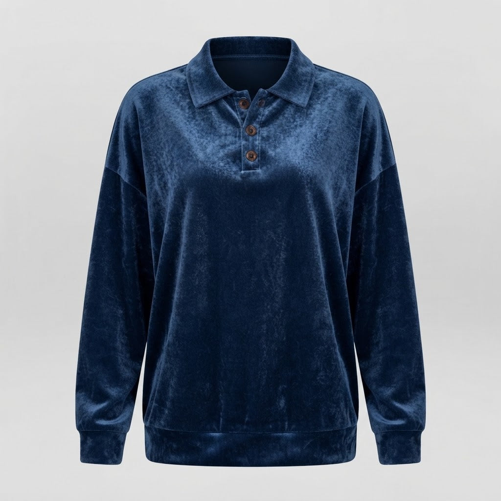 Eilidh Kennedy | Pink Velvet Long-Sleeve Polo Shirt