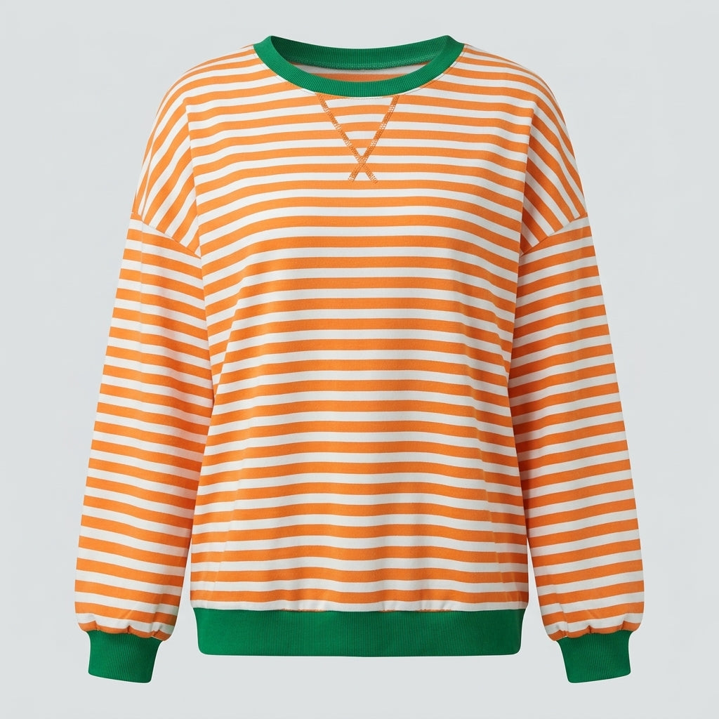 Eleanor Prescott | Striped Oversized Crew Neck Sweatshirt