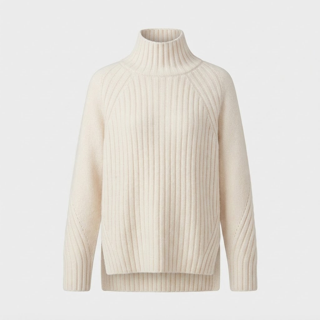 Eleanor Wickham | Ribbed Turtleneck Knit Sweater