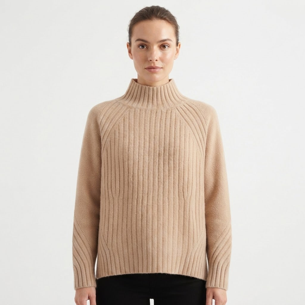 Eleanor Wickham | Ribbed Turtleneck Knit Sweater