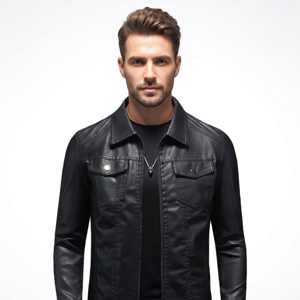 Graham Pierce | Fleece-Lined Faux Leather Mens Jacket