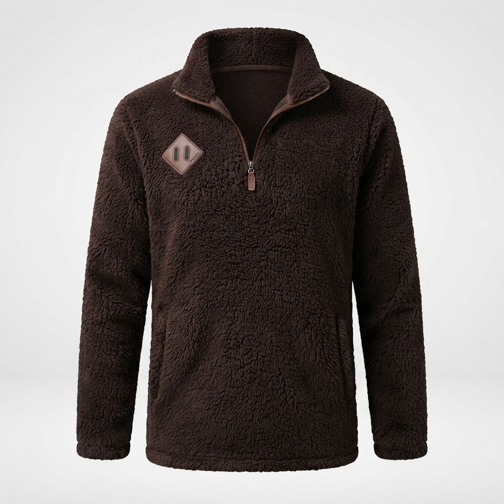 Elspeth Dunbar | White Fleece Half-Zip Pullover Sweater