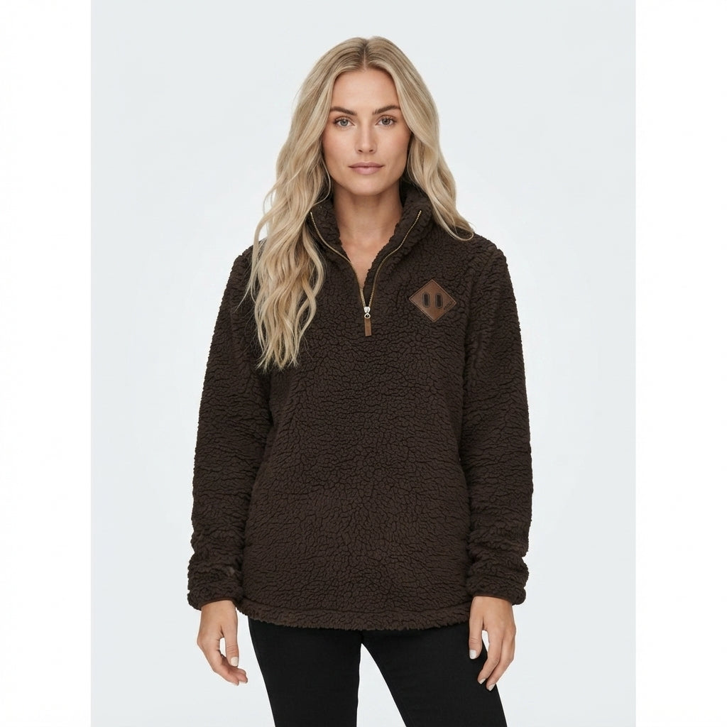 Elspeth Dunbar | White Fleece Half-Zip Pullover Sweater