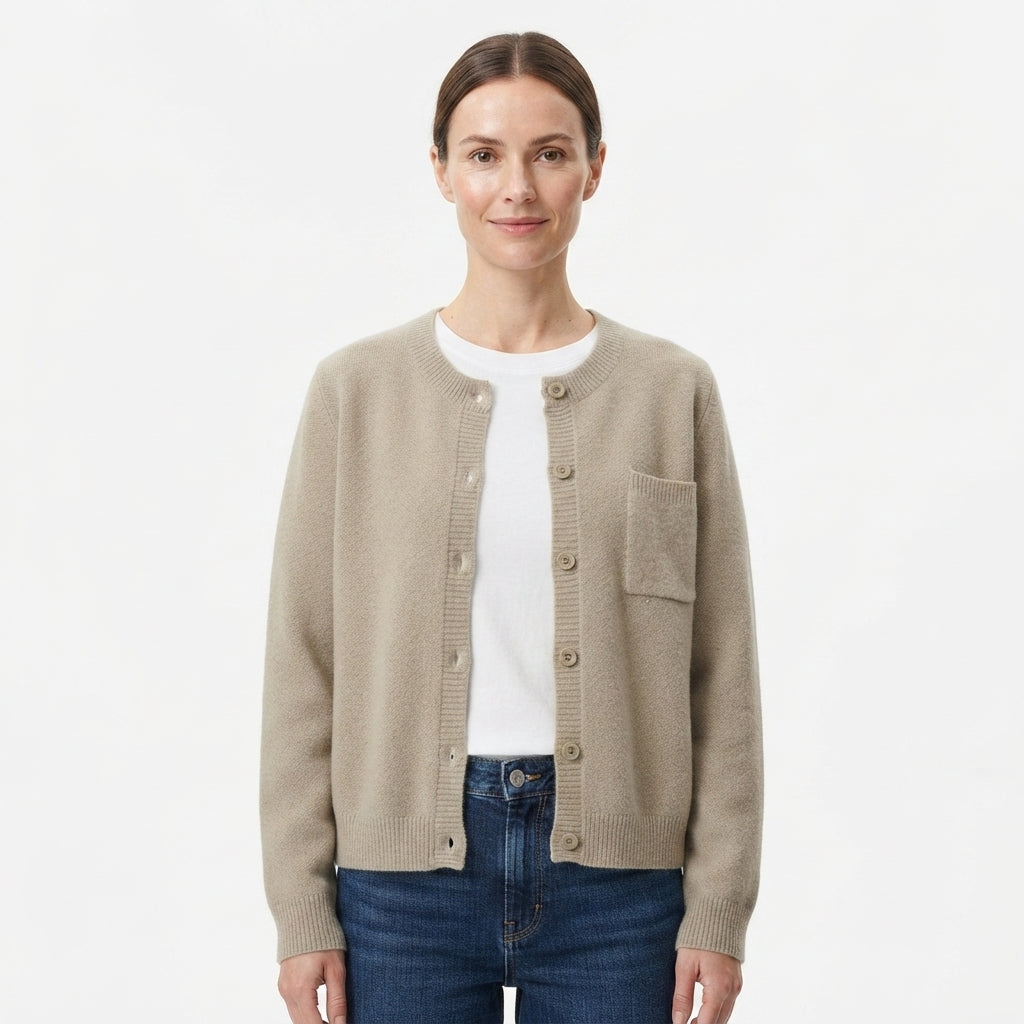 Emma Hughes | Rose Pink Knitted Crew Neck Cardigan