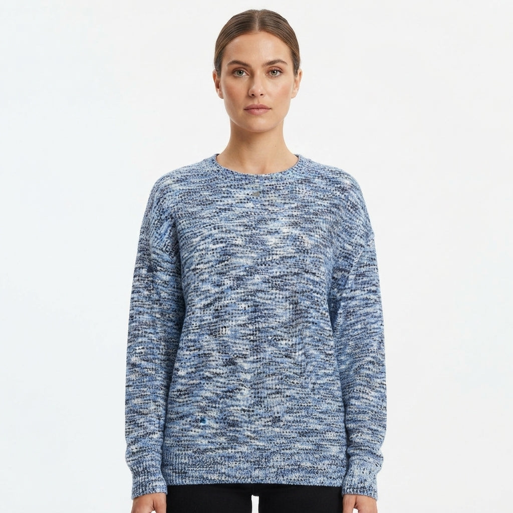 Emma Walker | Round Neck Patchwork Knit Sweater