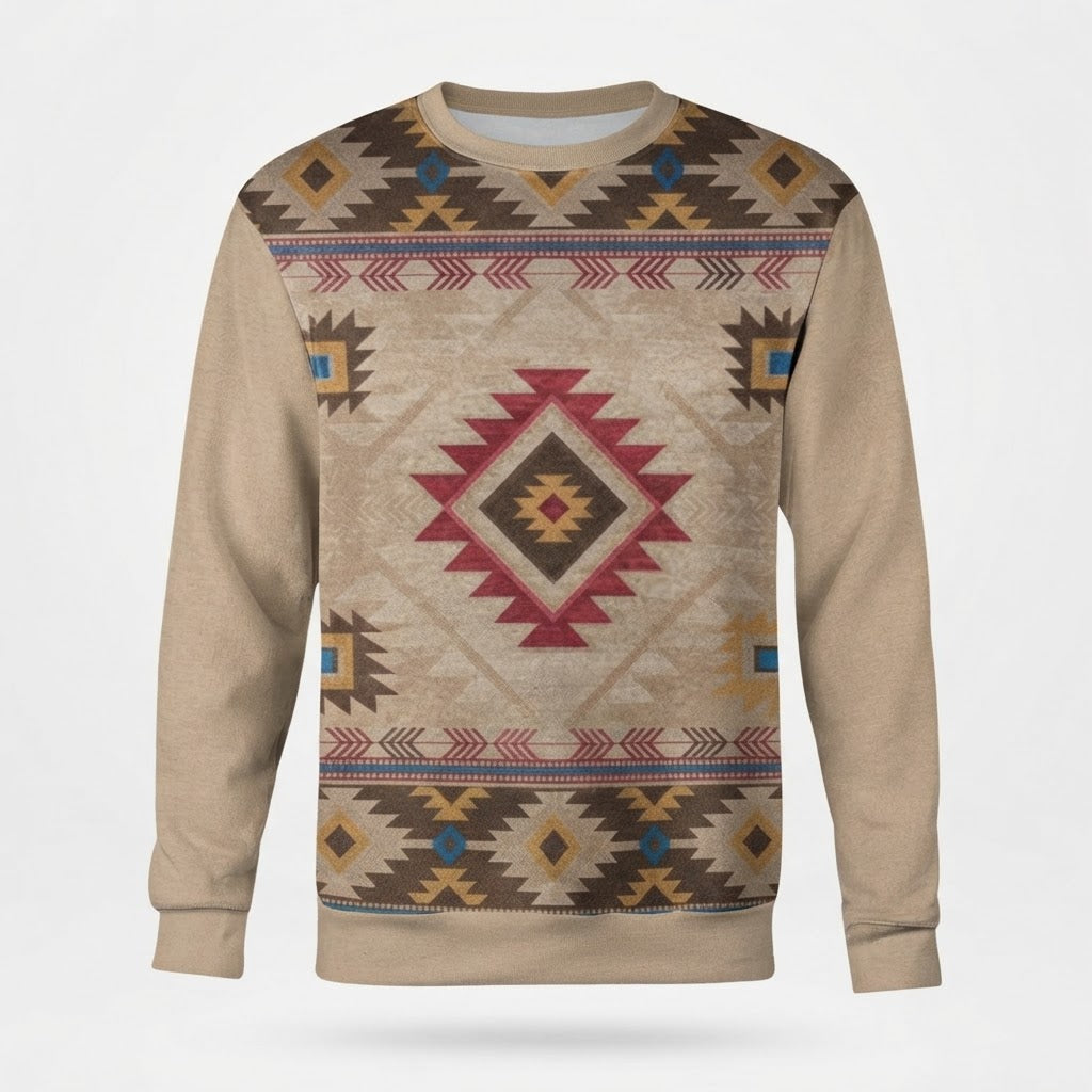 Emmeline Barclay | Aztec Bull Skull Print Crew Neck Sweatshirt