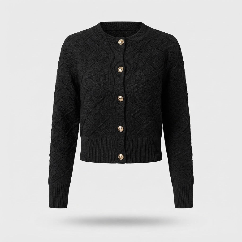 Esme Radcliffe | Cropped Knitted Button-Front Cardigan