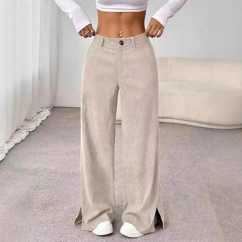 Olivia Brown | High-Waist Wide-Leg Corduroy Trousers