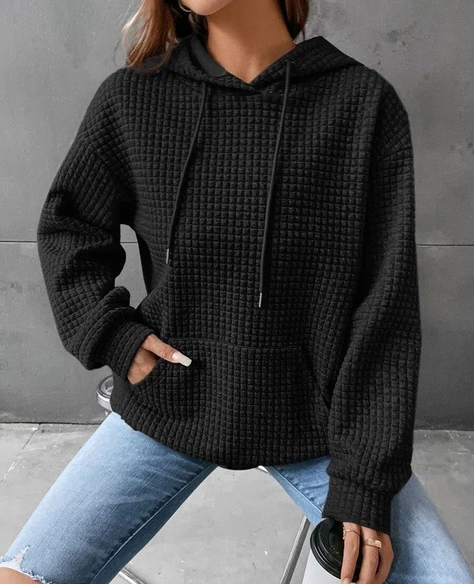 Lydia Cross | Waffle Knit Hoodie With Drawstring Detail