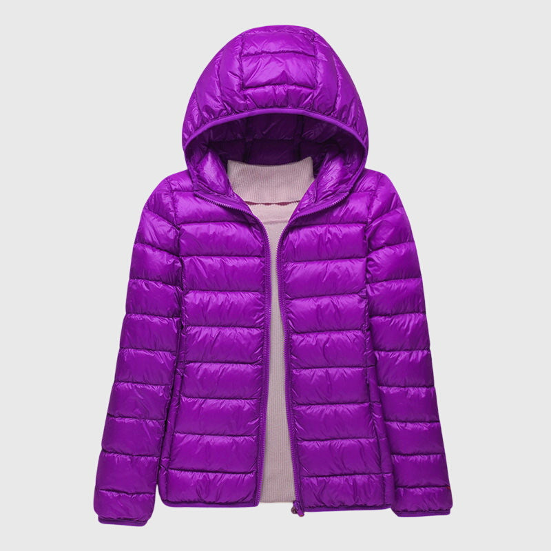 Lightweight Hooded Quilted Puffer Jacket with Front Zip