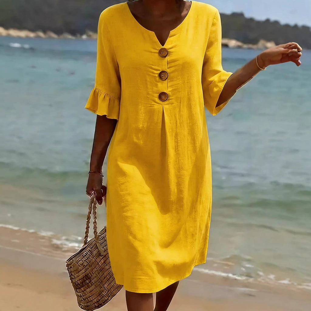 Amelia Whitmore | Casual Button Midi Dress For Women