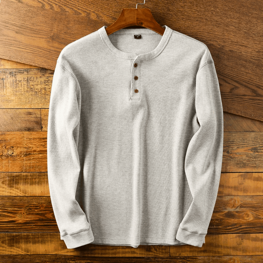 Ellis Turner | Ribbed Henley Neck Long Sleeve Shirt