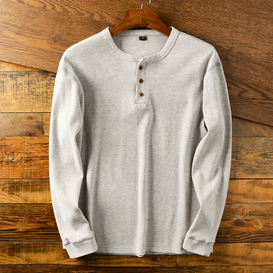 Ellis Turner | Ribbed Henley Neck Long Sleeve Shirt