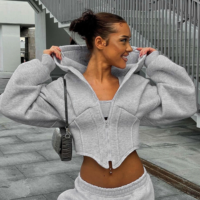 Poppy Fenchurch | White Cropped Corset Hoodie