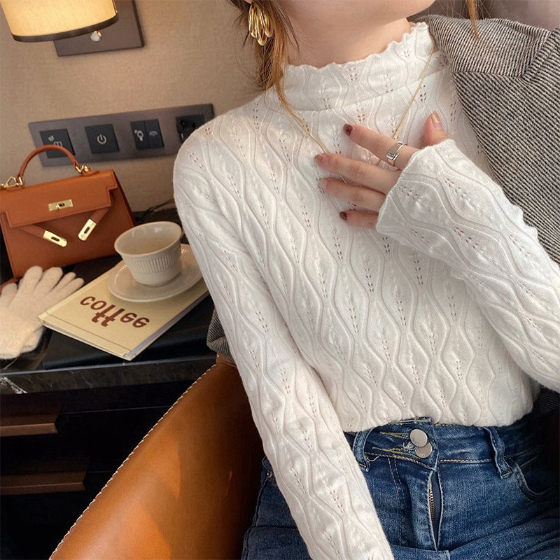 Tabitha Wright | Cream Ribbed Knit Turtleneck Jumper