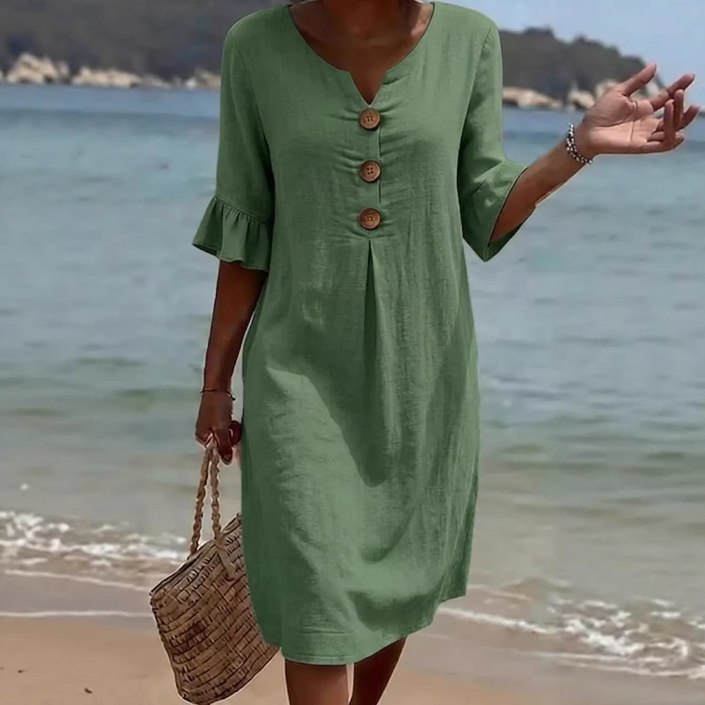 Amelia Whitmore | Casual Button Midi Dress For Women