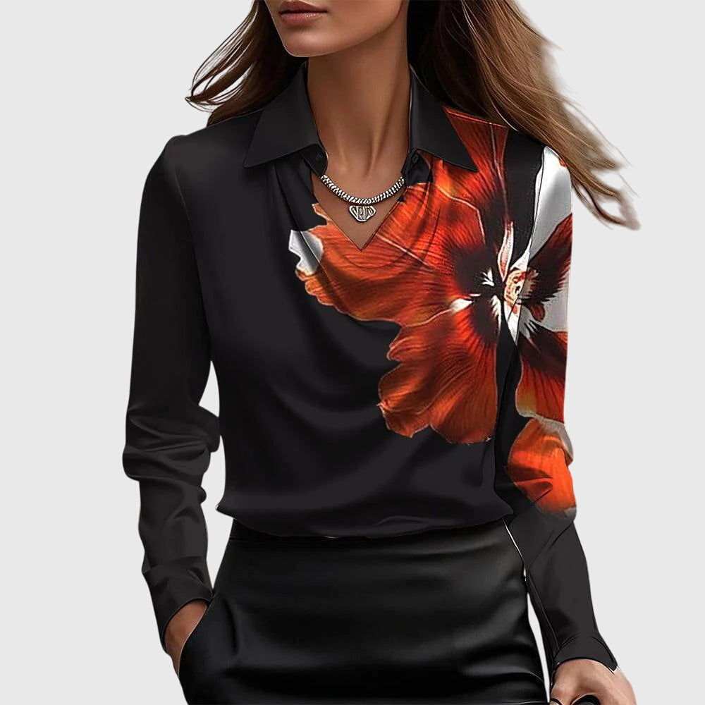 Cordelia Marchbank | Satin Cowl Neck Blouse With Collar