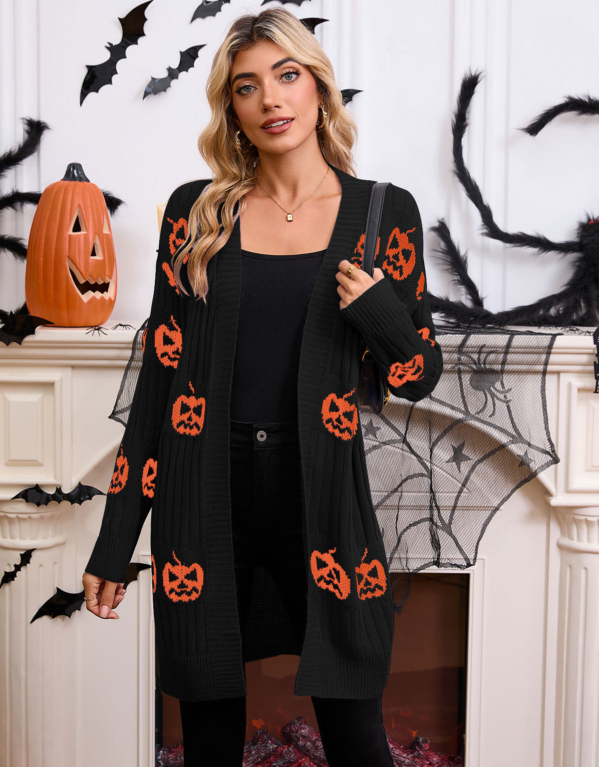 Millicent Thorne | Pumpkin Jacquard Sweater with Pockets