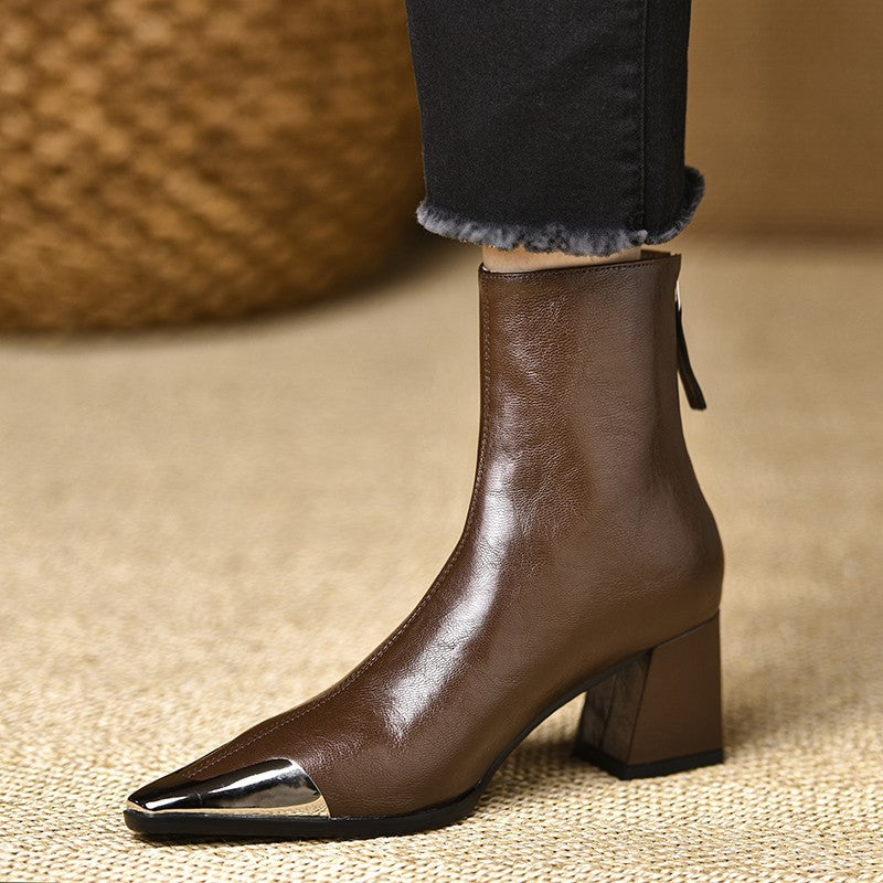 Rosalind Hartwell | Pointed-Toe Leather Ankle Boots