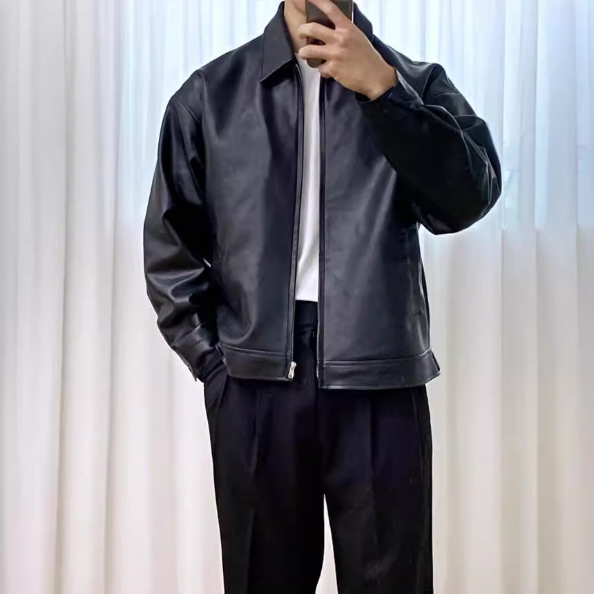 Charles Attwood | Leather Jacket with Silver Zip Detail